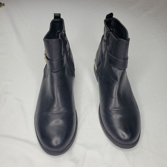 10 WANTED BLACK GOLD faux leather heeled zip BOOTS BOOTIES - Picture 3 of 13